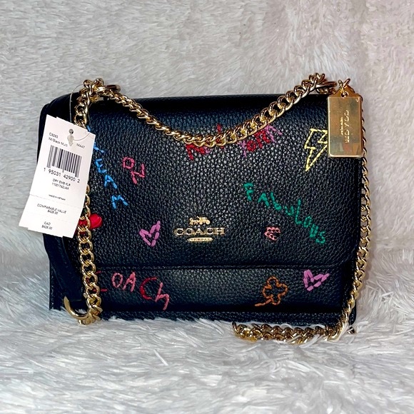 New Coach Klare Leather Crossbody Shoulder Bag Purse With Diary Embroidery Black - Picture 1 of 17